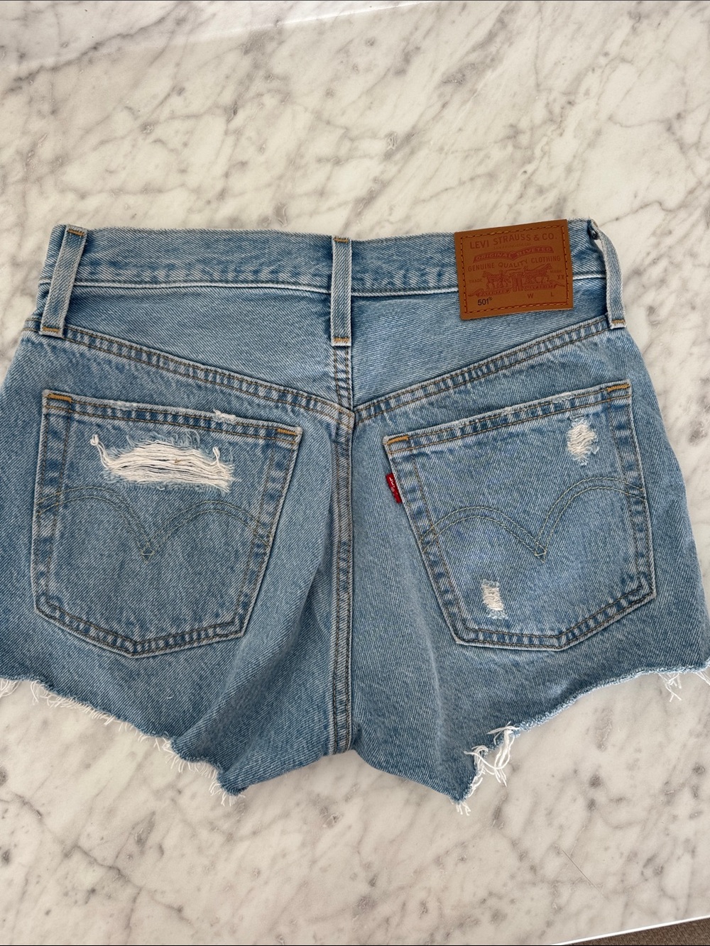 Levi's Light Blue Distressed Denim Cutoff Shorts